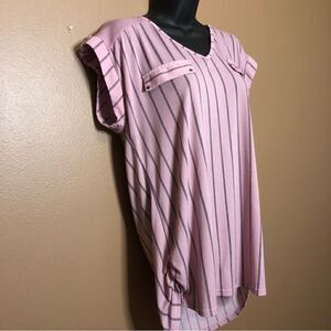Sweet Wanderer Maternity short sleeve blouse Size Large - Pink with black stripe